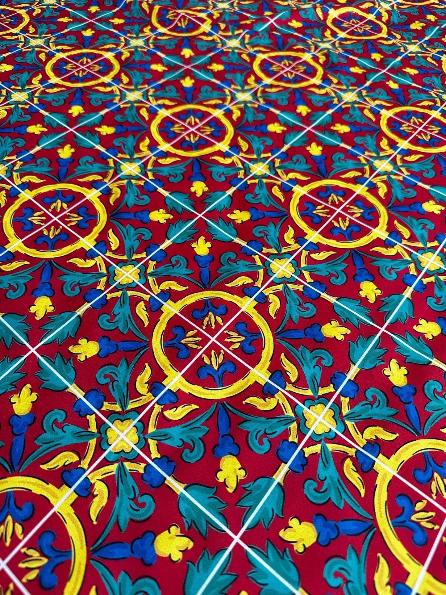 Sicilian Pattern Bordeaux Fabric