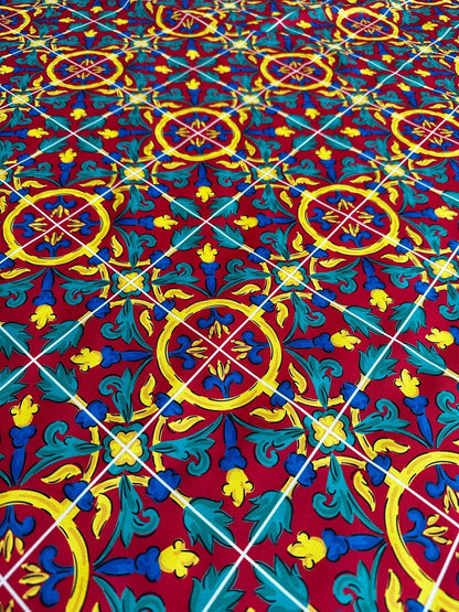 Sicilian Pattern Bordeaux Fabric