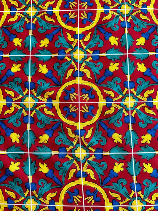 Sicilian Pattern Bordeaux Fabric