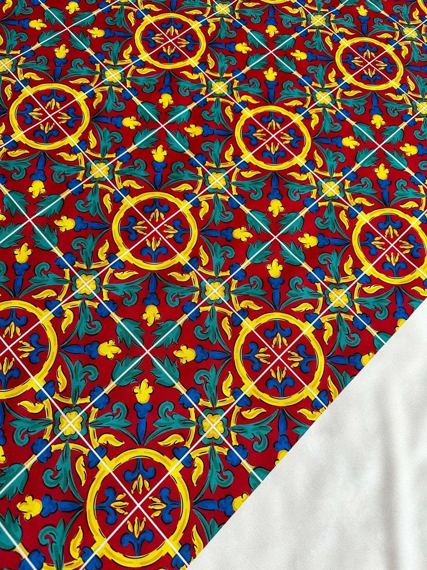 Sicilian Pattern Bordeaux Fabric – Fabric by Metre, Multiple Options for Sewing & Dressmaking