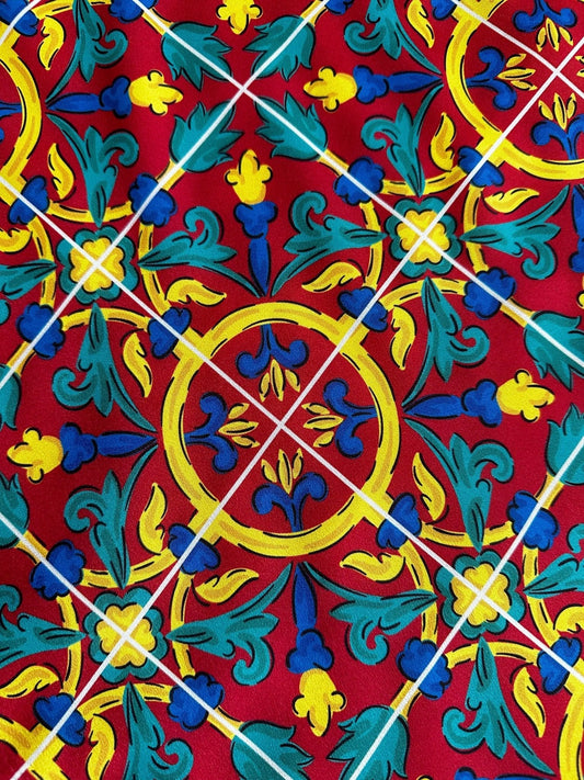 Sicilian Pattern Bordeaux Fabric