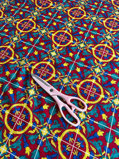 Sicilian Pattern Bordeaux Fabric