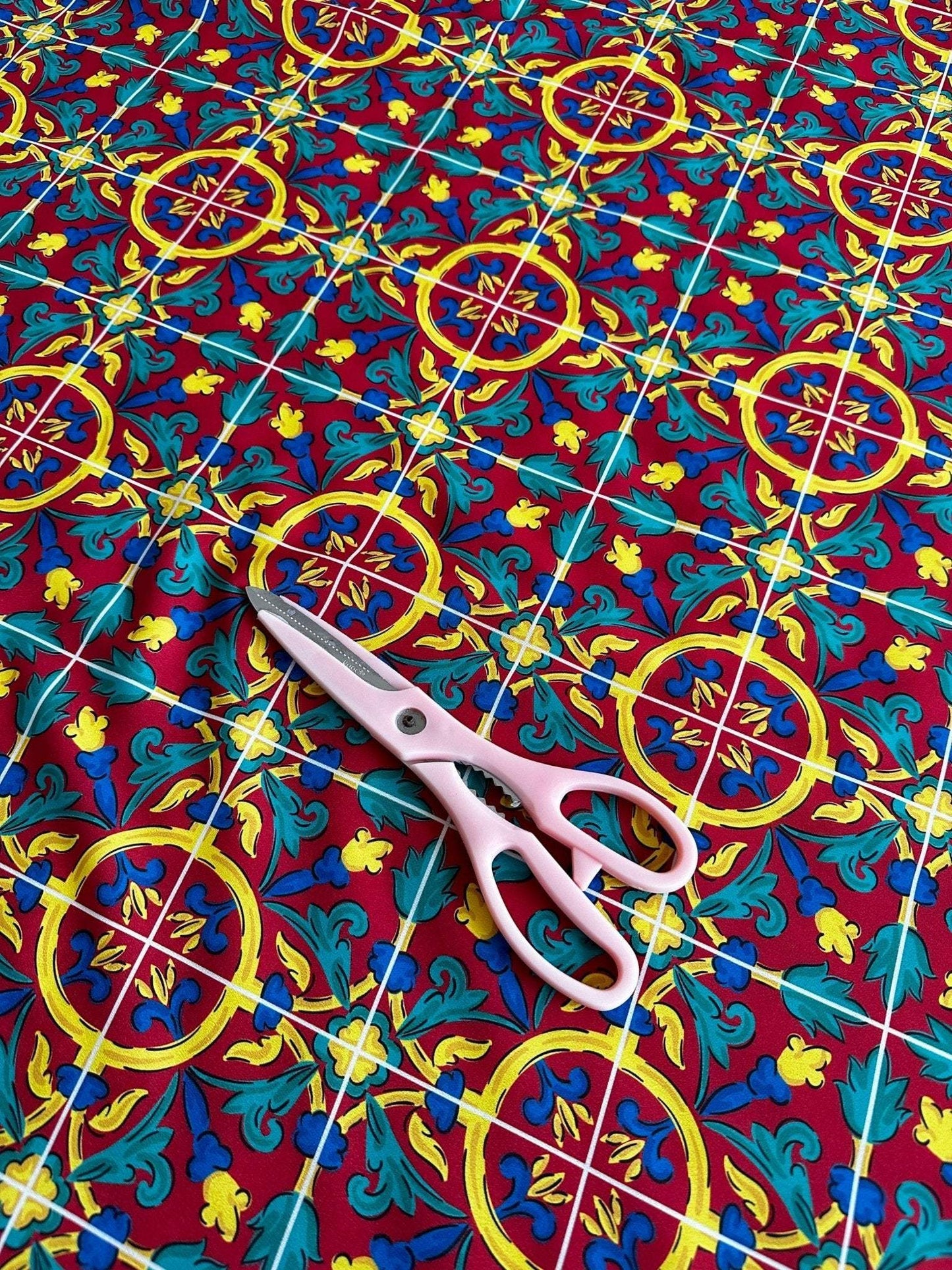 Sicilian Pattern Bordeaux Fabric – Fabric by Metre, Multiple Options for Sewing & Dressmaking