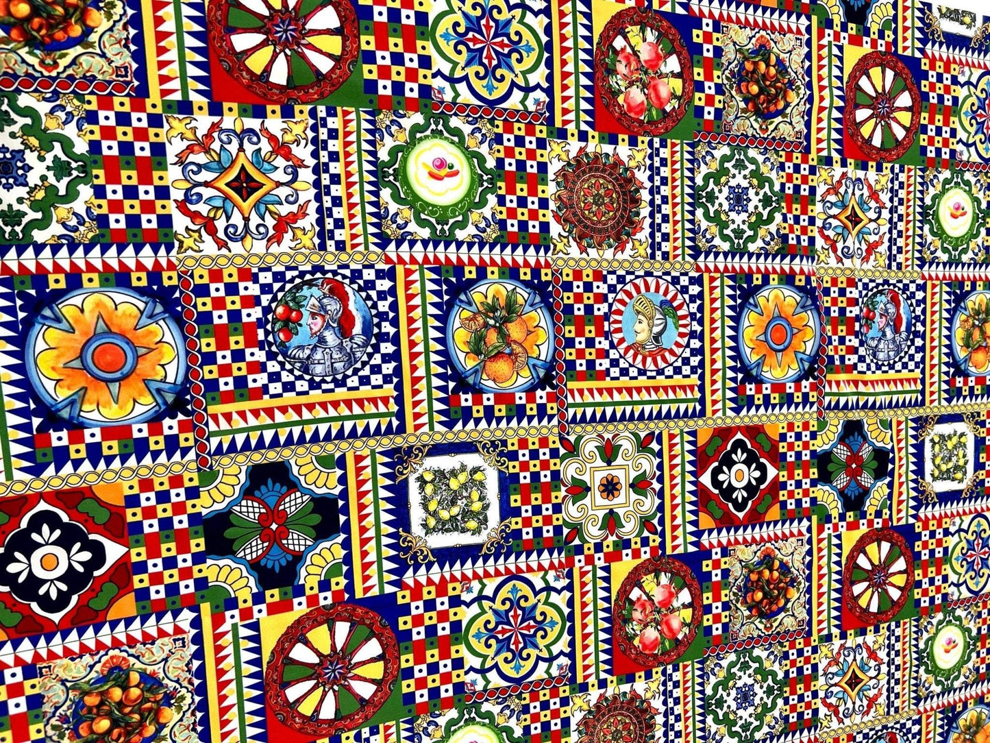 Sicilian Pattern Italian Fabric for Fashion and Home Décor – Custom Printed Fabric, Choose Material by Metre