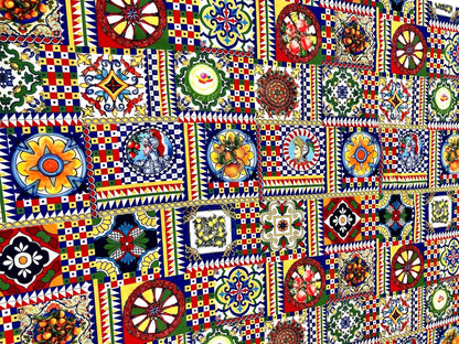 Sicilian Pattern Italian Fabric for Fashion and Home Décor – Custom Printed Fabric, Choose Material by Metre