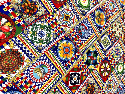 Sicilian Pattern Italian Fabric for Fashion and Home Décor – Custom Printed Fabric, Choose Material by Metre