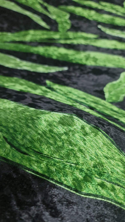 Silky Velvet Fabric , Leaf Pattern Fabric