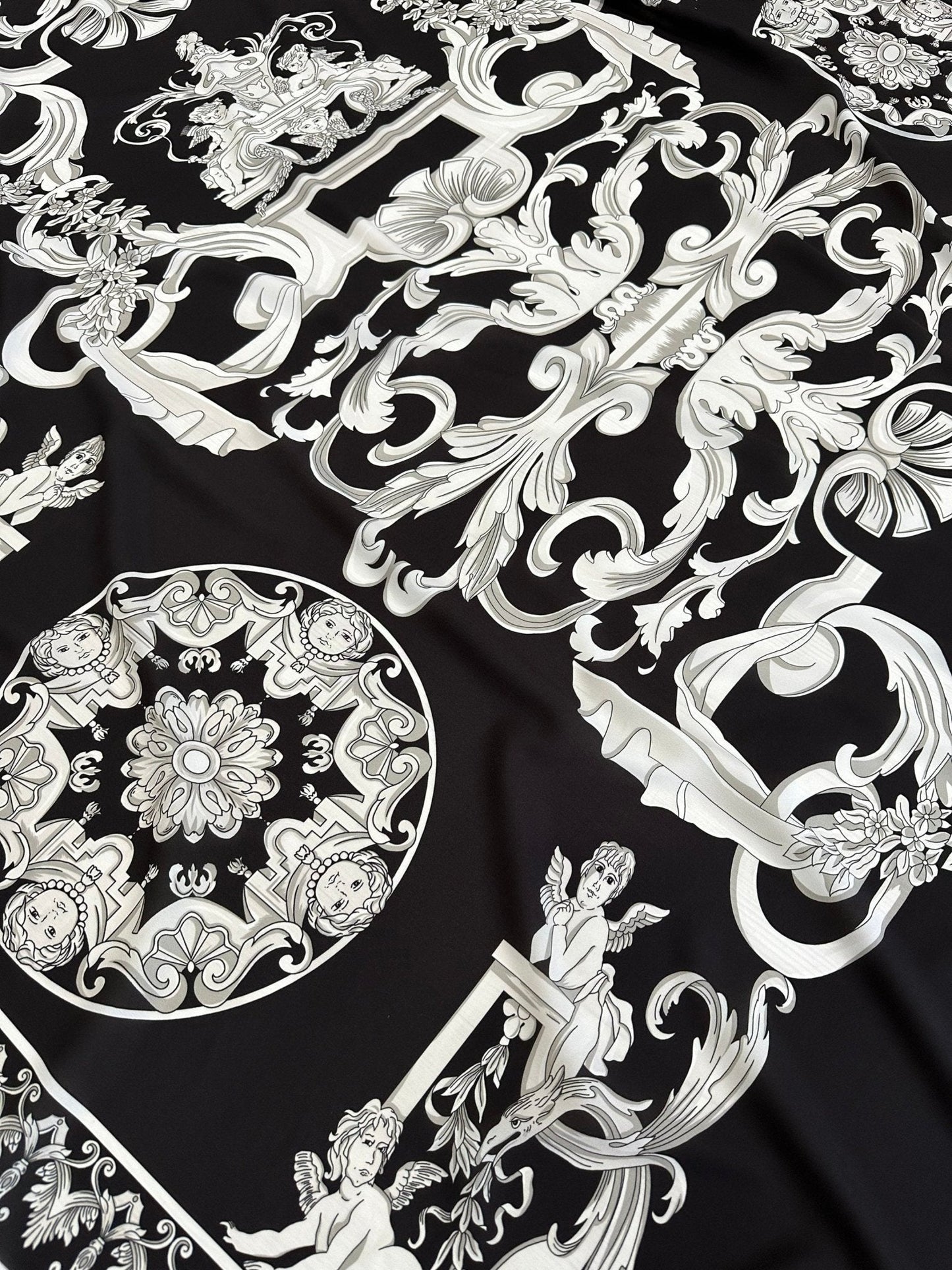 Silver Baroque Black Fabric
