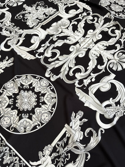 Silver Baroque Black Fabric