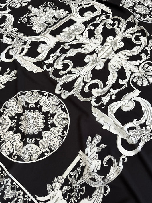 Silver Baroque Black Fabric