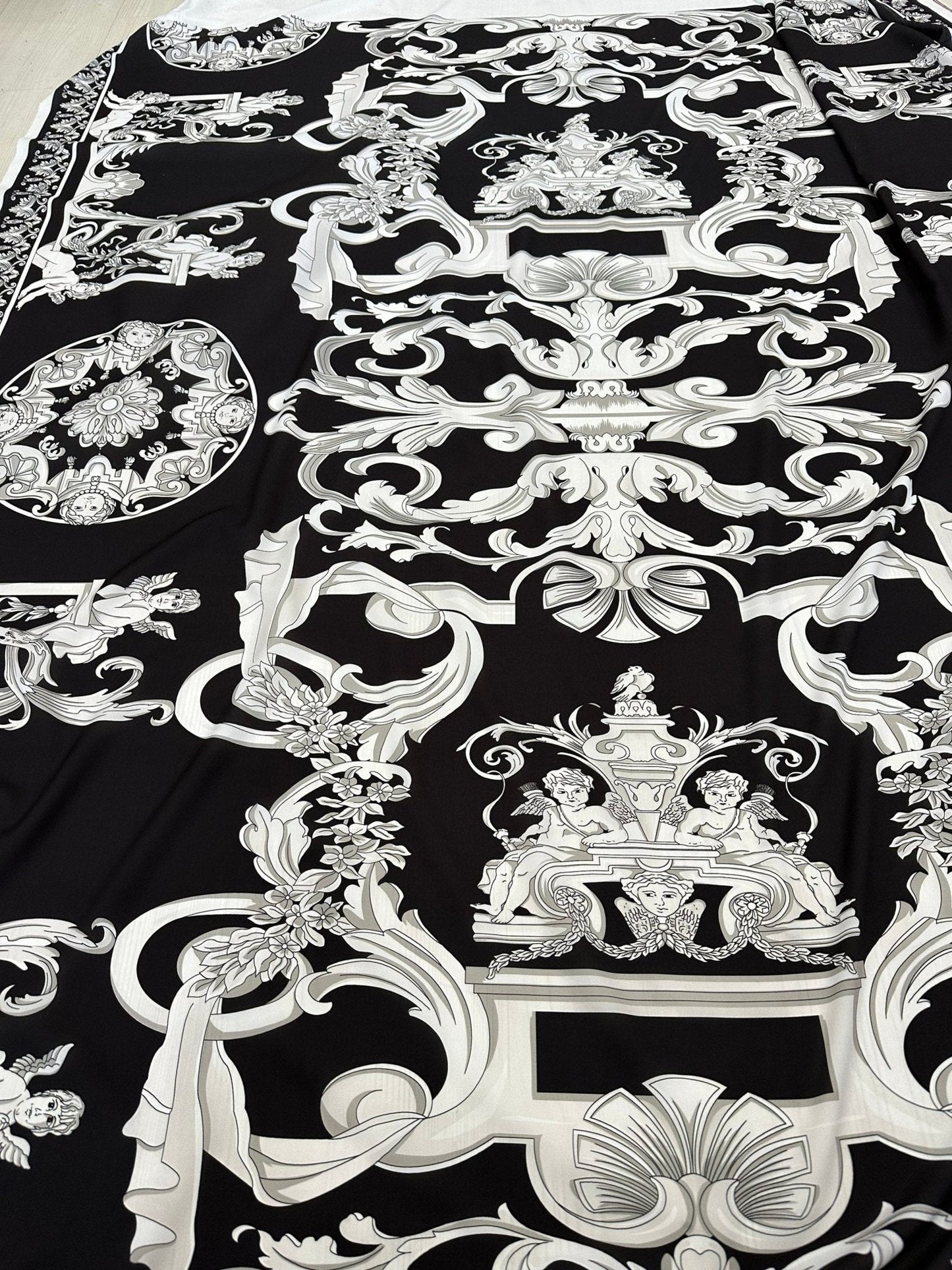 Silver Baroque Black Fabric