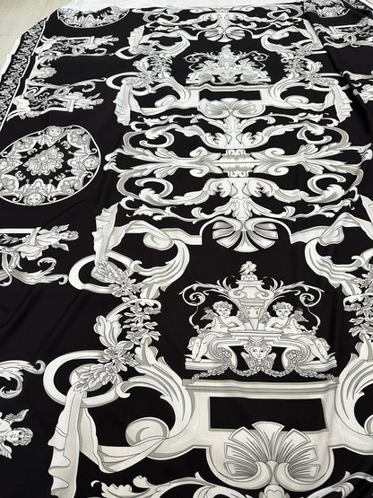 Silver Baroque Black Fabric