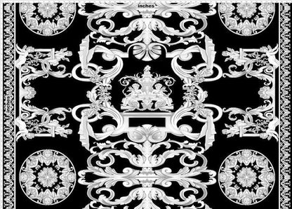 Silver Baroque Black Fabric