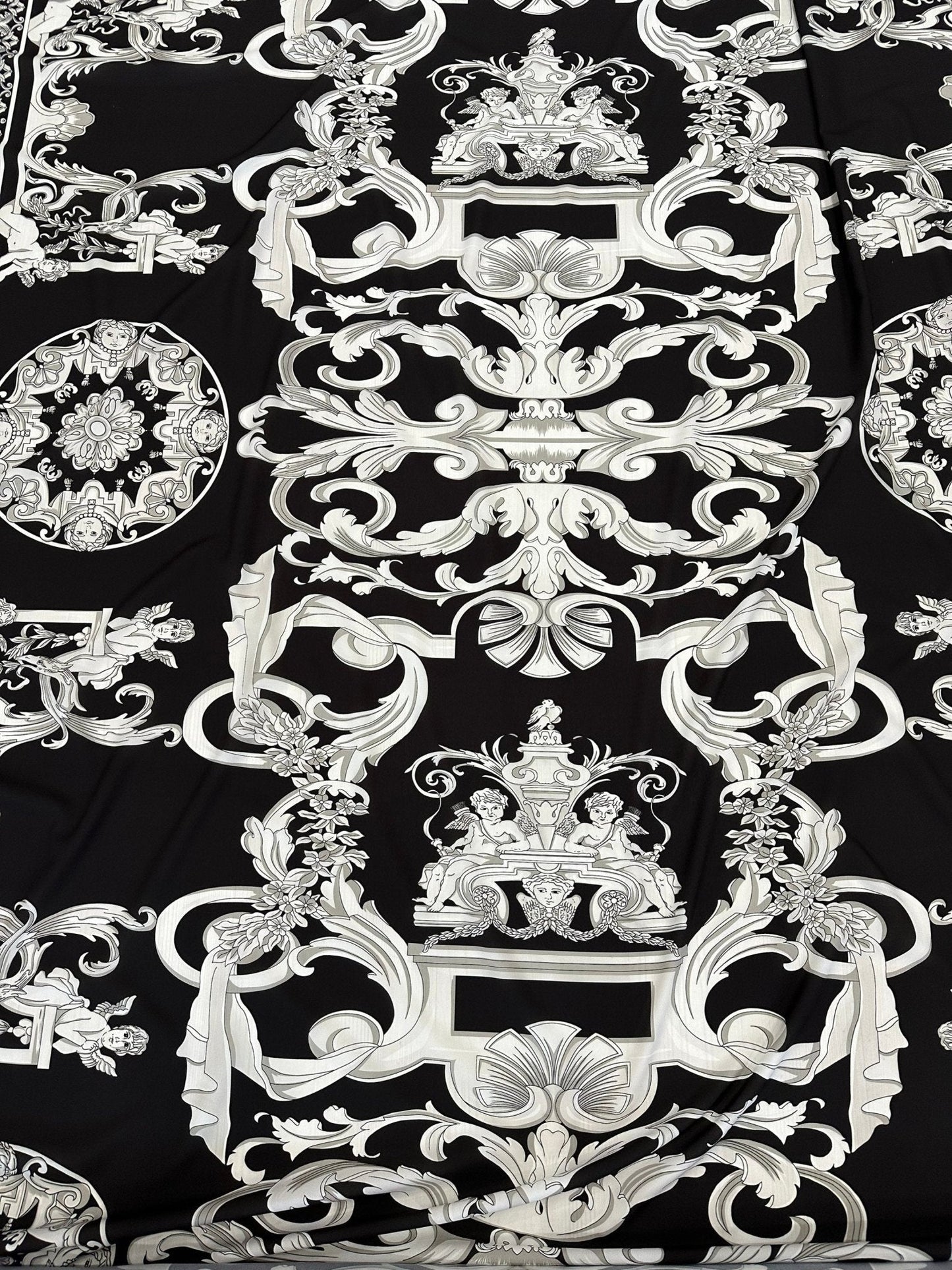 Silver Baroque Black Fabric