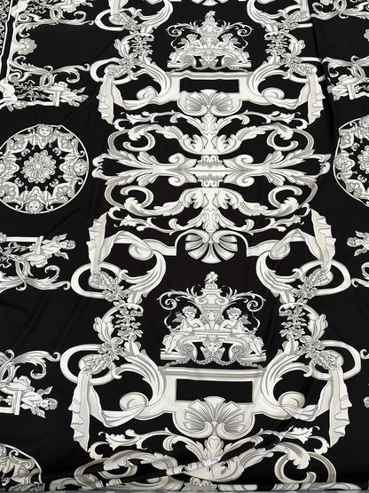 Silver Baroque Black Fabric
