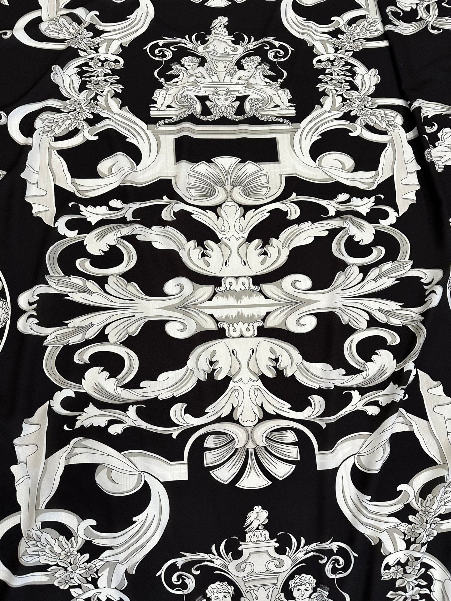 Silver Baroque Black Fabric