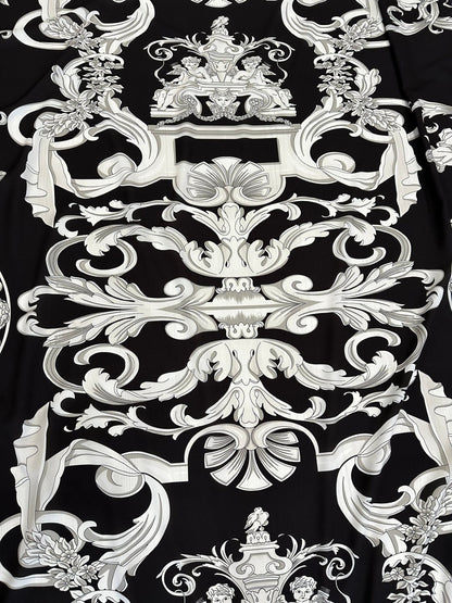Silver Baroque Black Fabric
