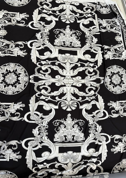 Silver Baroque Black Fabric
