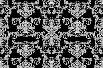 Silver Baroque Fabric – Custom Printed Fabric on Satin, Crepe, Spandex or Chiffon