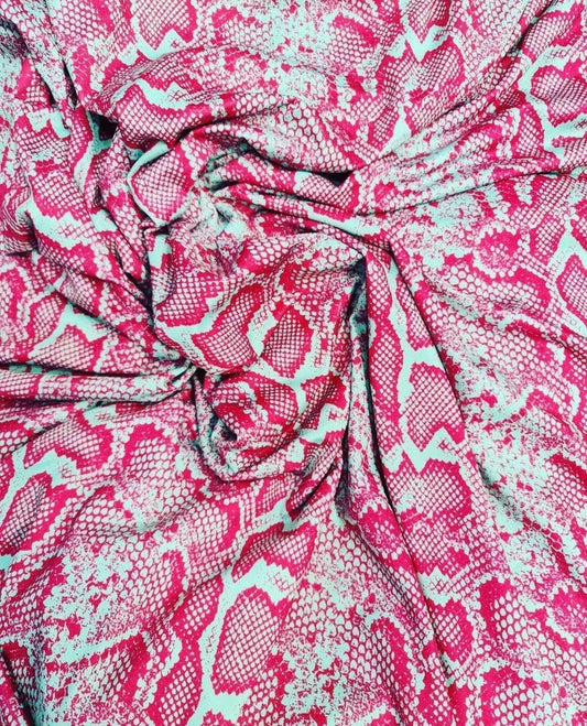 Pink and White Snake Skin Fabric