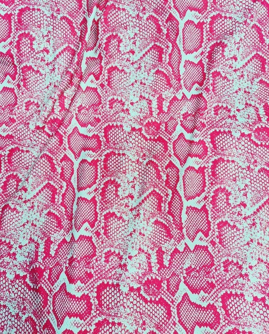 Pink and White Snake Skin Fabric