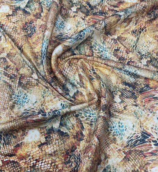 Brown Snake Print Fabric for Fashion Sewing