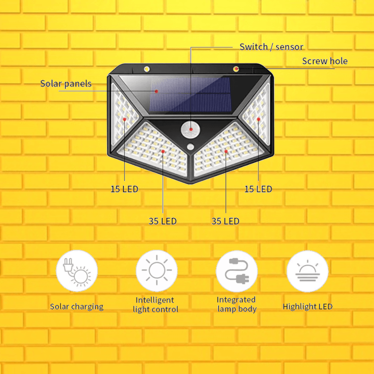 Super Bright 100 LED PIR Solar Motion Security Lights