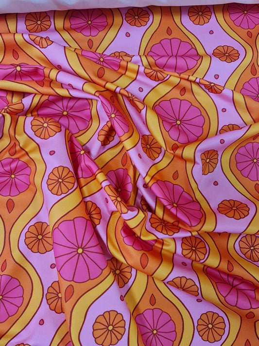 Pink Geometric Pattern Floral Fabric