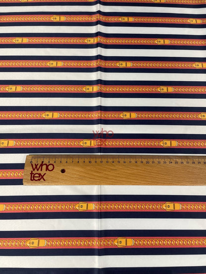 Striped Fabric with Belt and Chain Print
