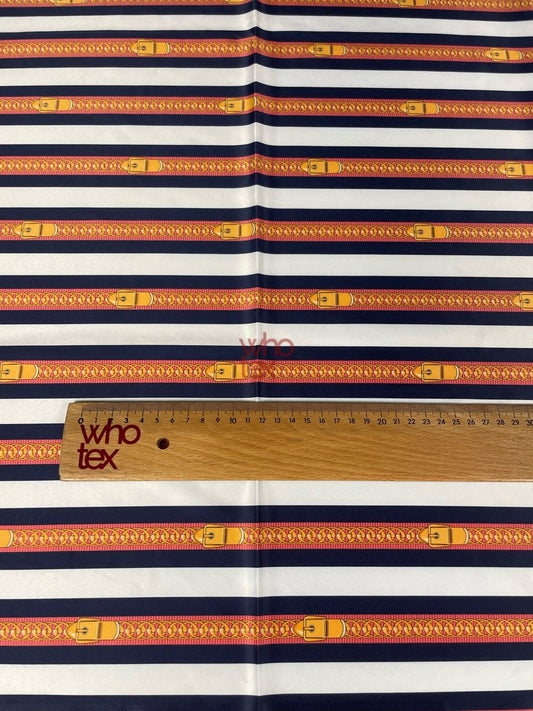 Striped Fabric with Belt and Chain Print