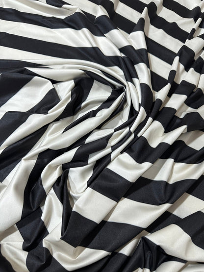 Black and Off-White Striped Fabric