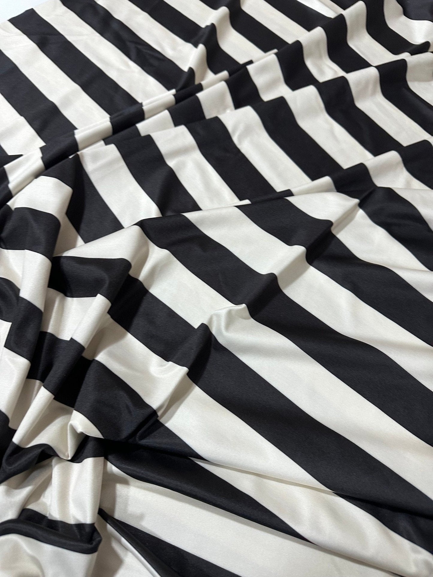 Black and Off-White Striped Fabric