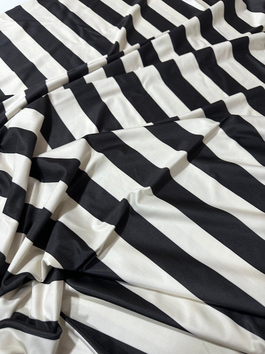Black and Off-White Striped Fabric