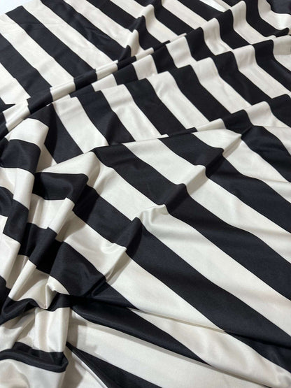Black and Off-White Striped Fabric – Multiple Fabric Options, Sold by Metre