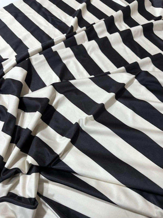 Black and Off-White Striped Fabric
