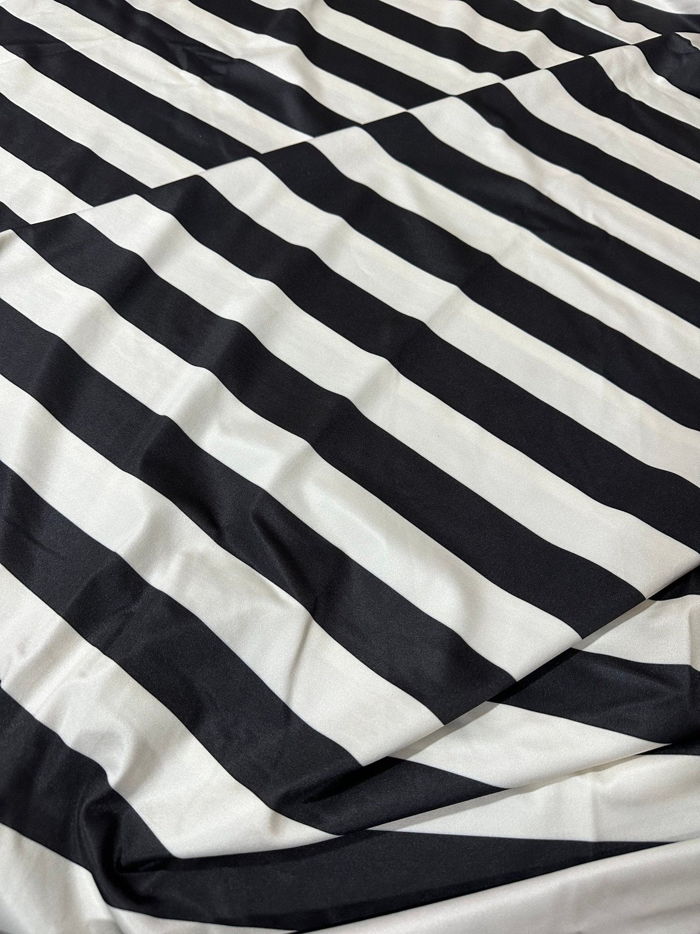 Black and Off-White Striped Fabric