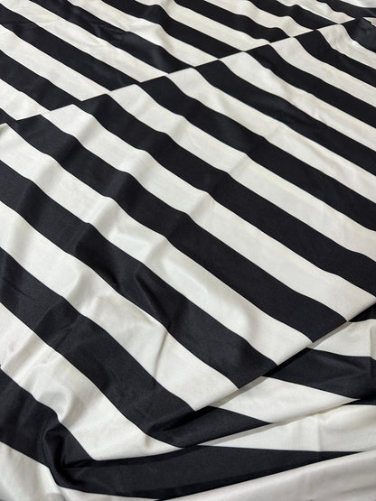 Black and Off-White Striped Fabric