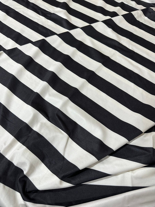Black and Off-White Striped Fabric