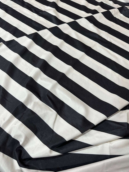 Black and Off-White Striped Fabric – Multiple Fabric Options, Sold by Metre