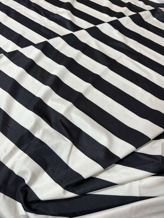 Black and Off-White Striped Fabric