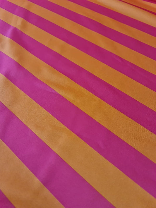Orange Pink Striped Lycra Fabric