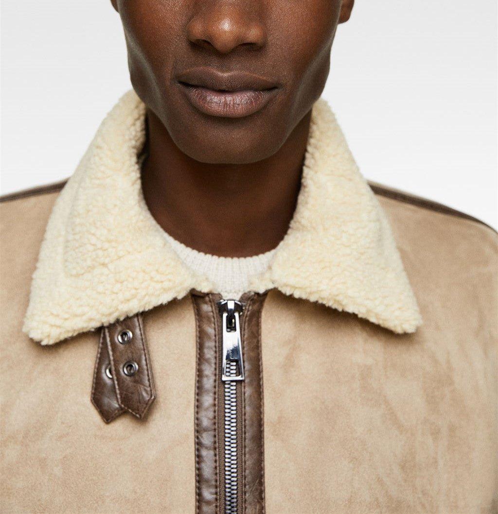 Suede Lapel Jacket – Soft Winter Coat with Casual Elegance in Solid Colors