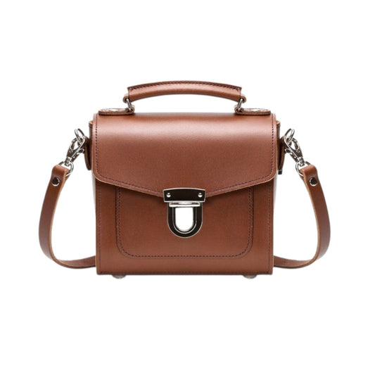 Handmade Leather Sugarcube Handbag - Chestnut