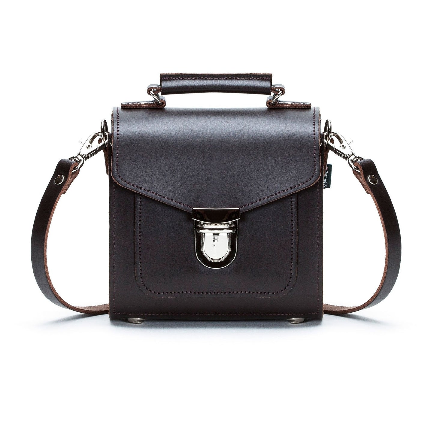 Handmade Leather Sugarcube Handbag - Dark Brown