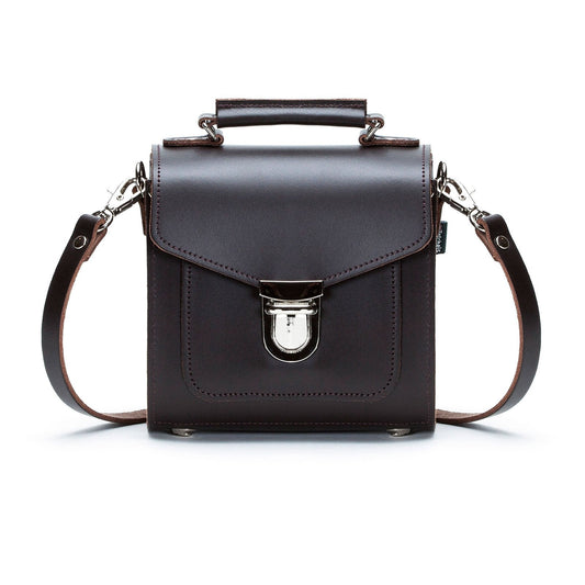Handmade Leather Sugarcube Handbag - Dark Brown