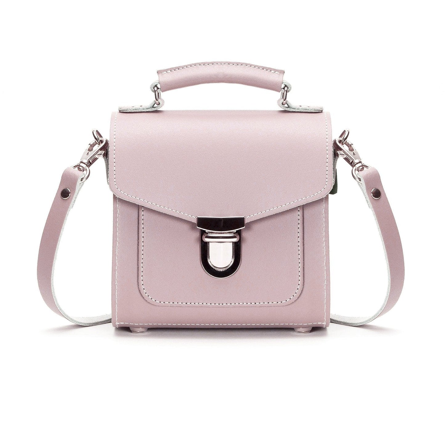 Handmade Leather Sugarcube Handbag - Rose Quartz