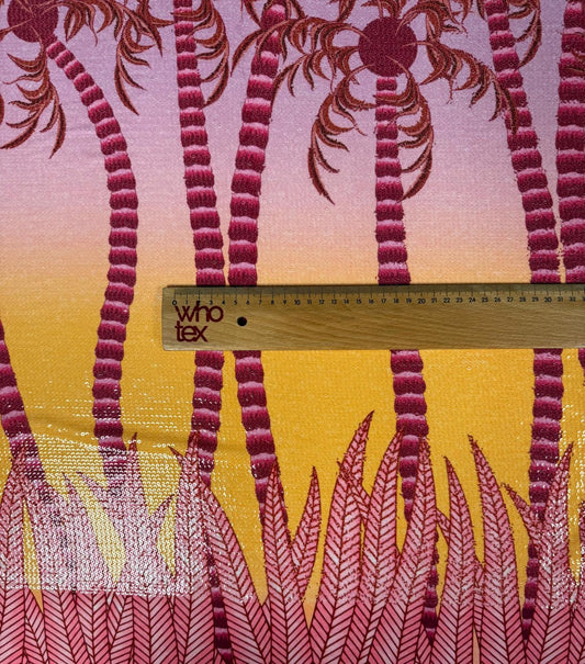 Sunset Palm Tree Sequin Fabric by the Metre