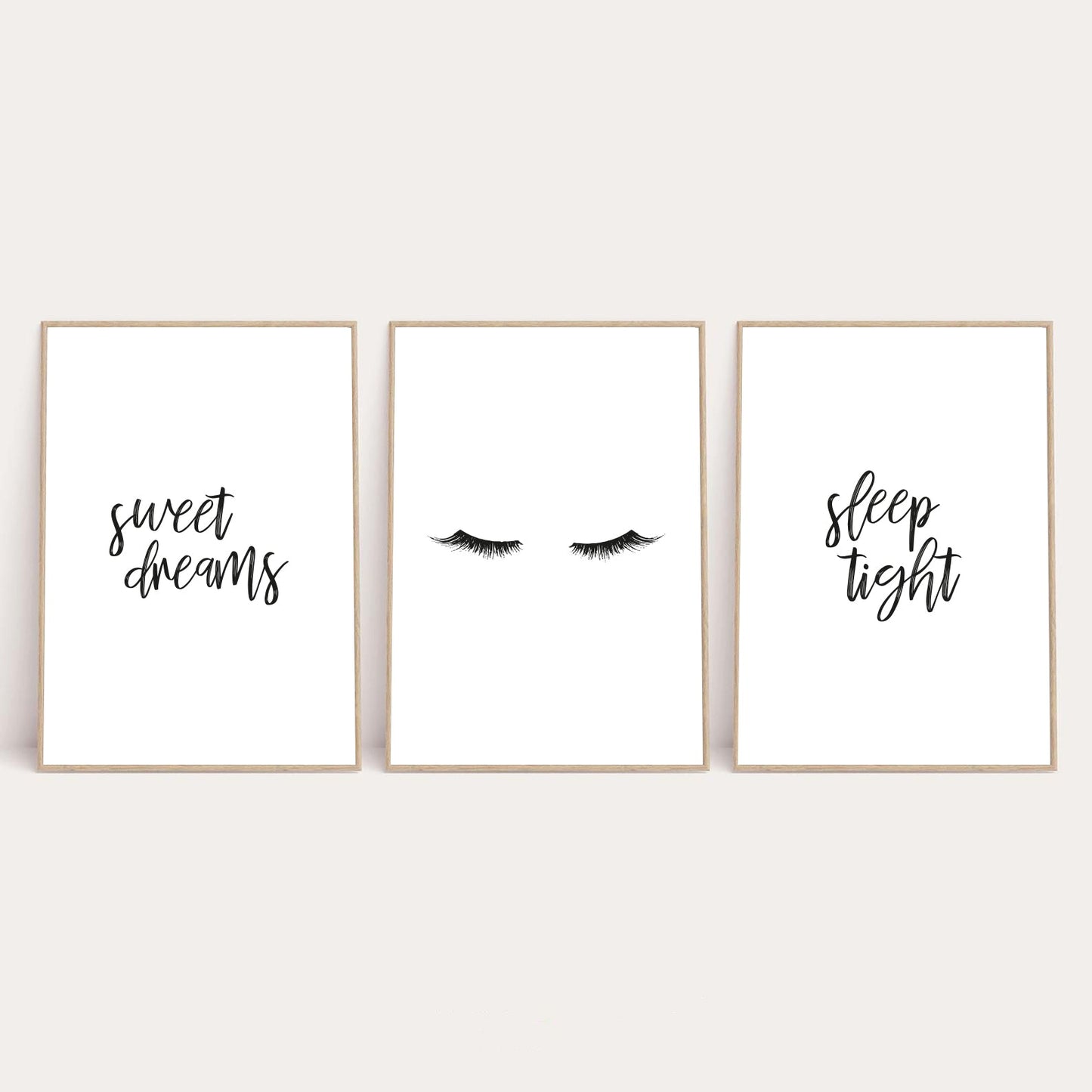 Sweet Dreams Sleep Tight Lashes Children's Wall Decor Set Of 3 Prints