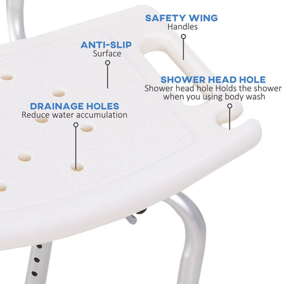 Bath Chair Shower Stool Safety Seat Bathroom Adjustable Positions Elderly Aids