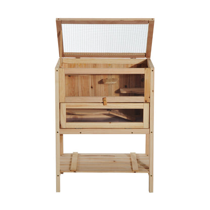 Pawhut Pet Rodent Fir Wood Elevated 3 Tier Cage Wood Tone